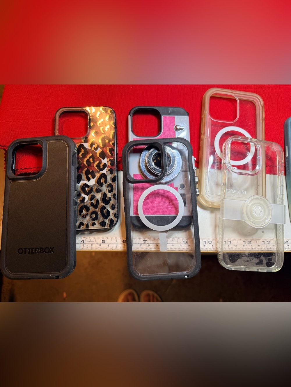 iPhone 14 Pro Max Case Bundle OtterBox Pelican MagSafe Pink Leopard Clear 5pc